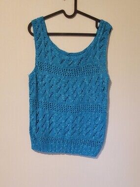 Turquoise Crochet Knit Tank Top